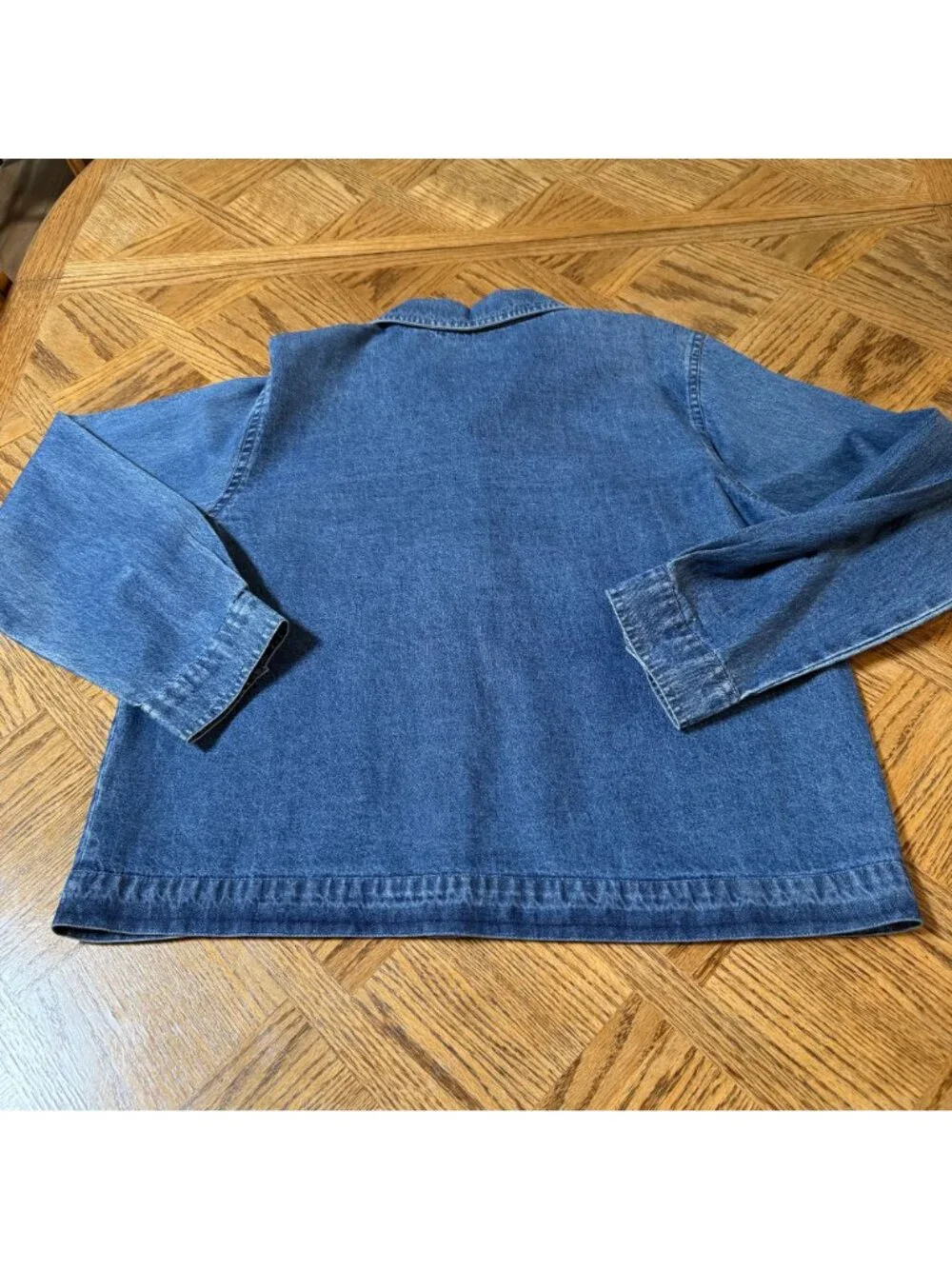 Floral Embroidered Denim Jumper Dress & Button-Up Jacket Set Large Cotton - Picture 13 of 13